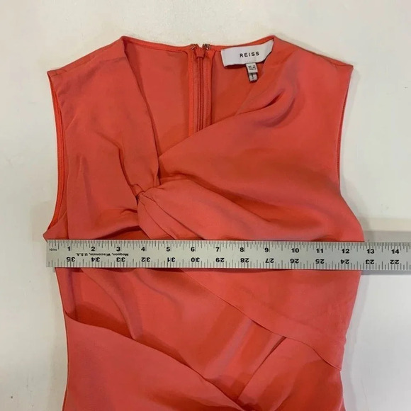 Reiss Women's Alex Ruched Twist Front Mid Length Sleeveless Bodycon Dress SZ 0 - Picture 12 of 14